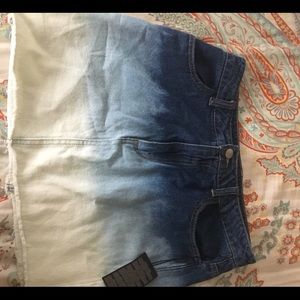 Faded blue denim skirt